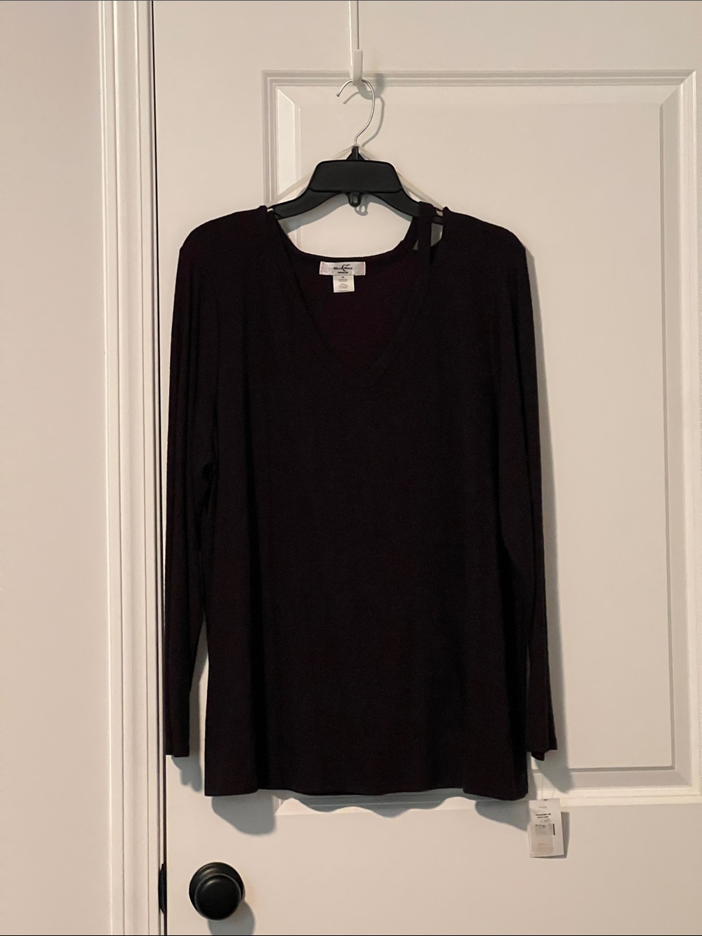 Moa Moa Deep Plum V-Neck Long Sleeve Top